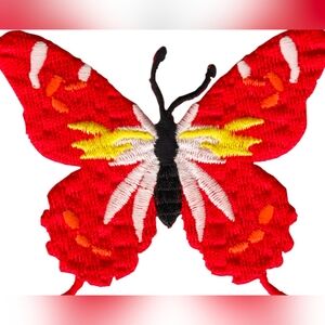 NWT Red Butterfly Patch For Denim Jeans And Jean Jackets